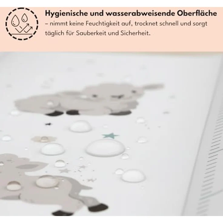 Wickelauflage 70x47 cm, Weiß mit Schäfchen – abwaschbar & weich, profilierte Ränder für mehr Sicherheit – Wickeltischauflage für Wickelkommode – Baby Wickelunterlage mit Komfortfüllung – Bild 6