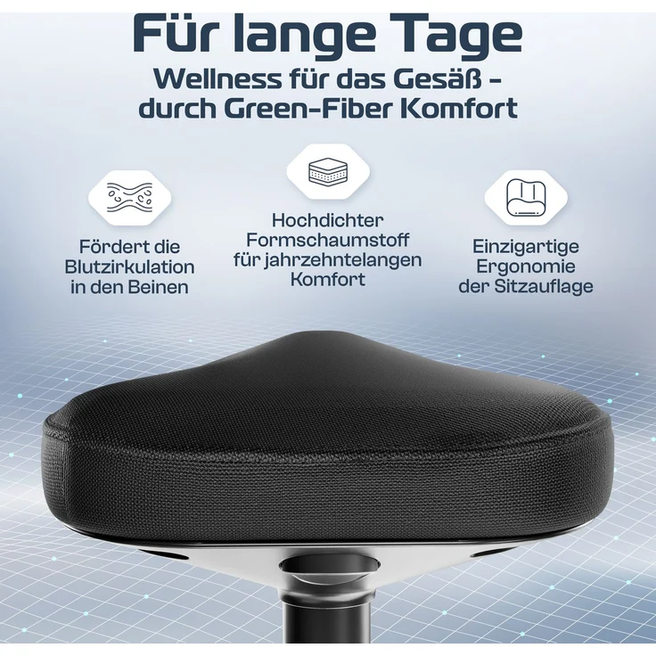 CLOUVOU Nexus, ergonomischer Stehhocker, stufenlos höhenverstellbar, Anti-Rutsch-Standfuß, Schwarz – Bild 4
