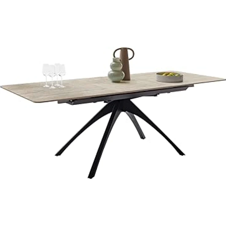 CERRITO Auszugstisch - Beige-marmoriert / Schwarz-matt-lackiert – Bild 8