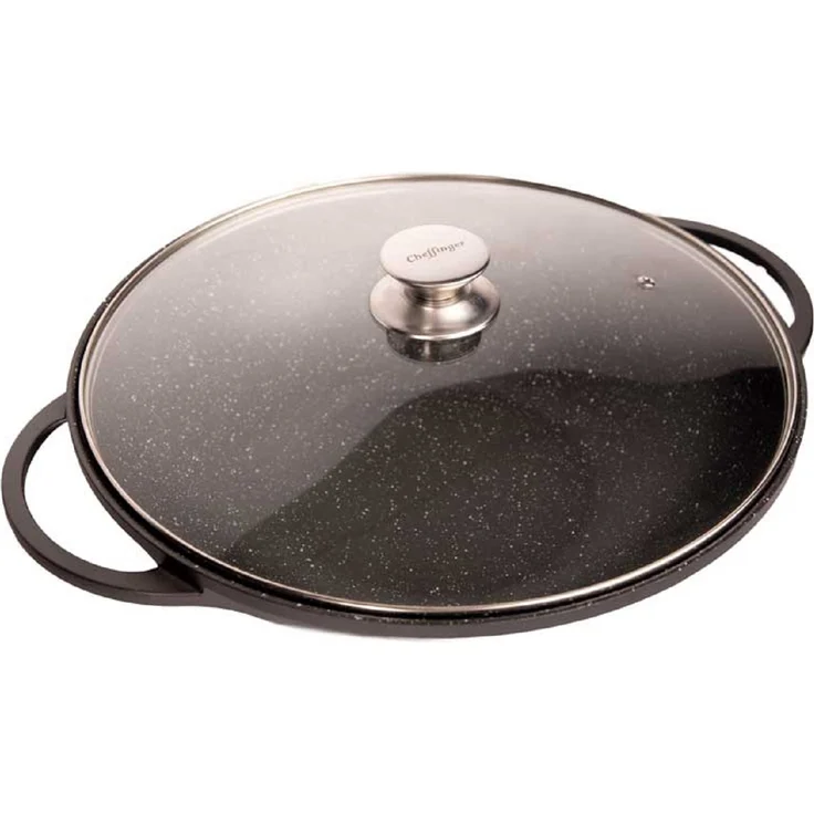 WOK Wokpfanne Woktopf Silikongriffe Induktion 36cm Aluguss mit Deckel Bratpfanne Marmorbeschichtung – Bild 2