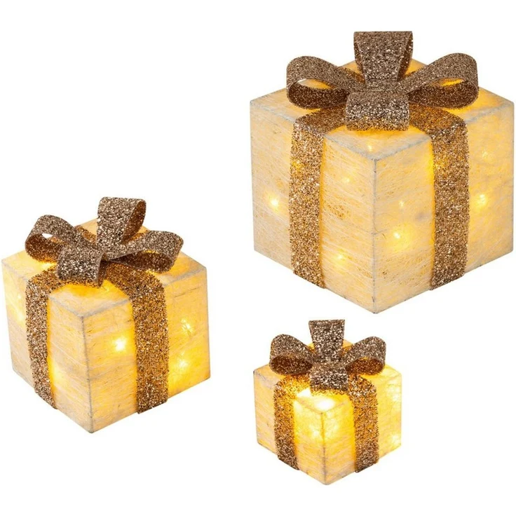 Bambelaa! LED Dekolicht Bambelaa! Led Deko Leucht Geschenk Boxen 3er Set inkl. Timer Funktion, Gelb – Bild 2