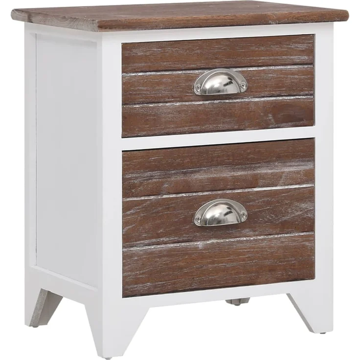vidaXL Nachttische 2 Stk. mit 2 Schubladen Braun und Weiß 242042 – Bild 2