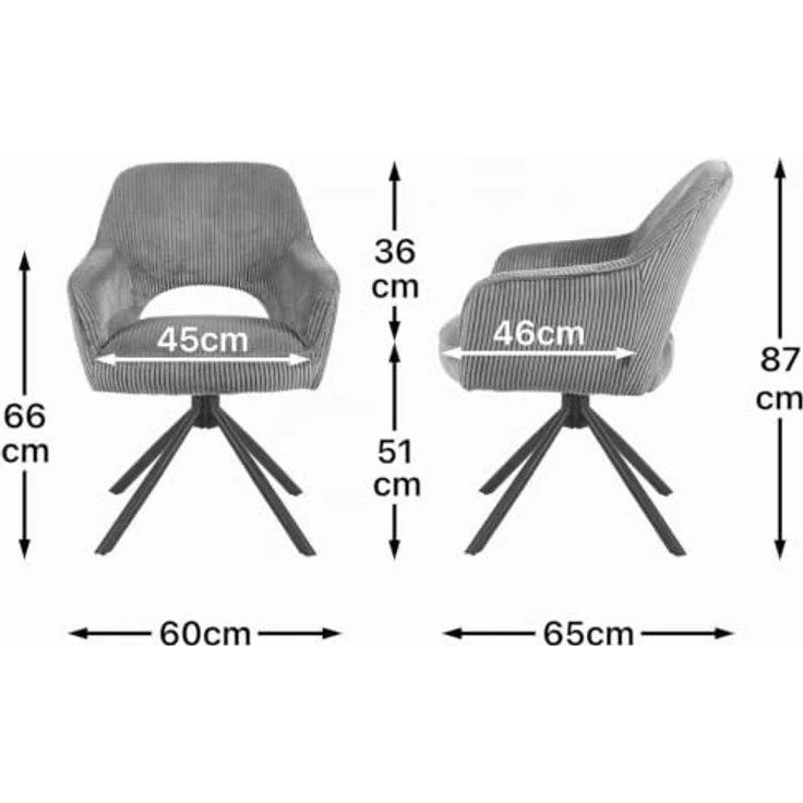 DUBI Möbel Drehstuhl Mika-Ben, Ergonomischer Drehstuhl mit 360°-Funktion, Hellgrau, Textil, 60x87x65 cm – Bild 3