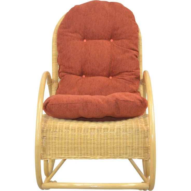Schaukelstuhl aus Rattan handgefertigt, beige, Kissen terra – Bild 3