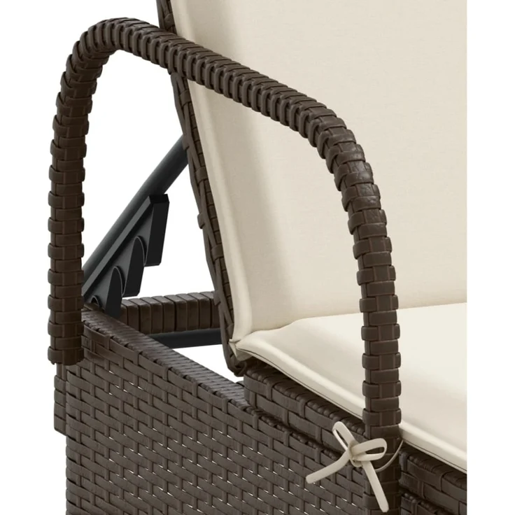 vidaXL Sonnenliege mit Rollen und Auflage Braun Poly Rattan 368309 – Bild 6