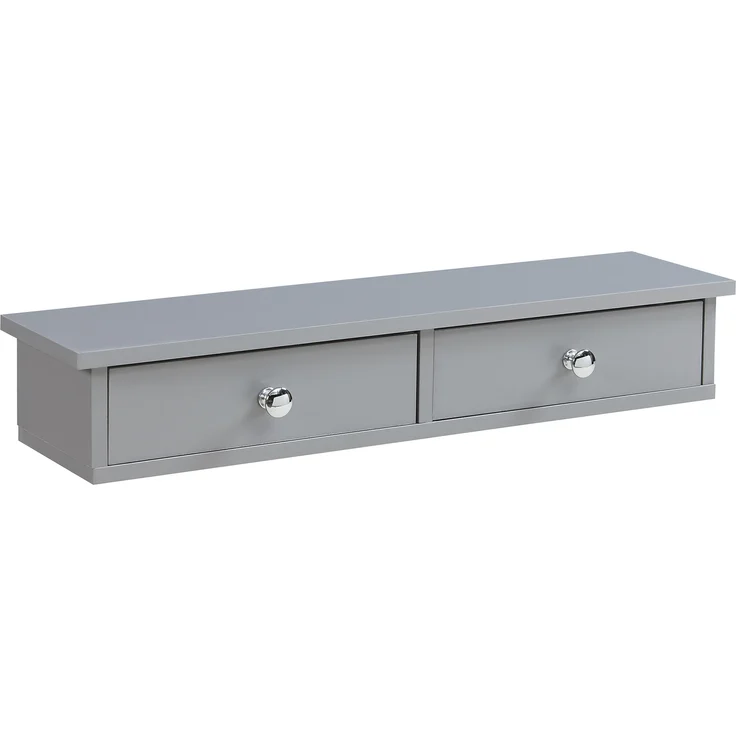 Wandregal Geeste 60x15x10 cm mit 2 Schubladen Hellgrau [en. casa] – Bild 3