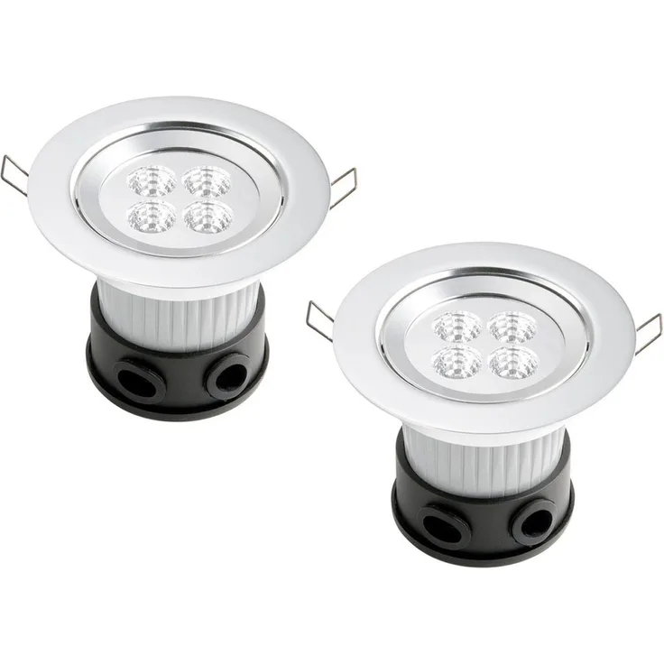 2er Set LED Deckeneinbaustrahler für Bad und Außenbereich, Ø 12,5cm, schwenkbar