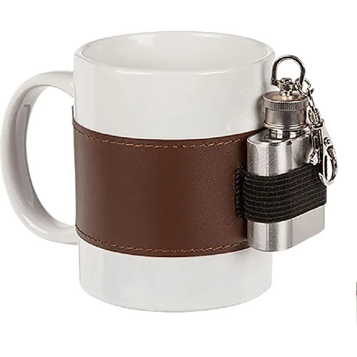 OOTB Keramik-Becher, Extra Shot, mit Metall-Flachmann, Weiß, 14. 5 x 8 x 9. 5 cm