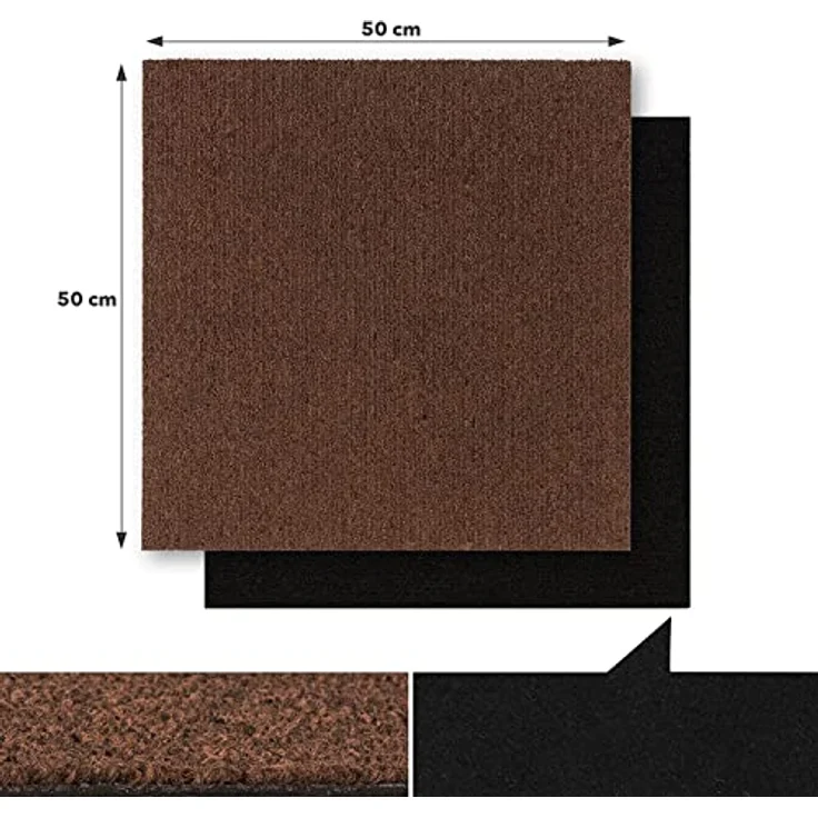 KARAT Teppichfliesen Moskau 50x50 cm selbstliegend, 48 Stück Set, 12m² strapazierfähiger Teppich Bodenbelag mit hochwertigem Schlingenflor für Haus & Büro - antistatisch mit Bitumen Rücken, Dunkelbraun – Bild 3