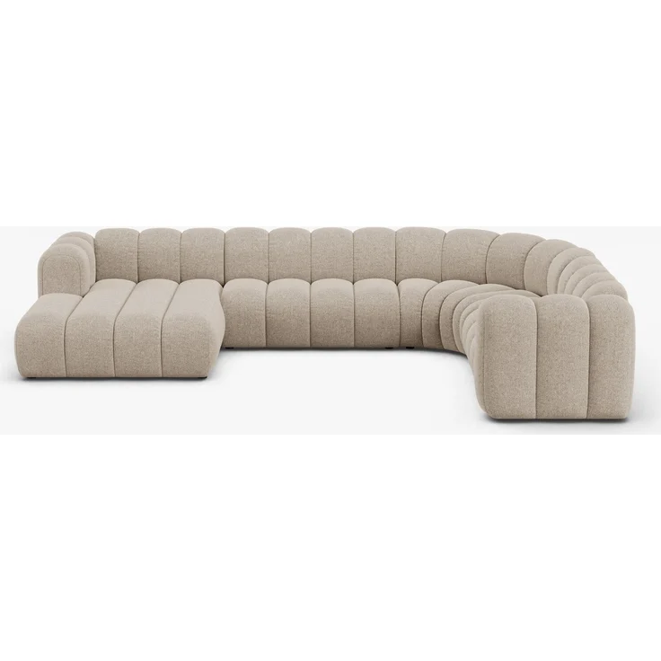 Micadoni Modulares Panorama Ecksofa Lupine 6-Sitzer Chenille Eden Dunkelbeige Rechts – Bild 1
