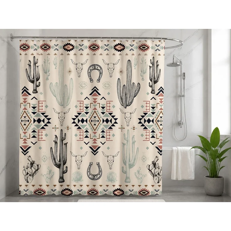 Wasserdichter Duschvorhang im Western-Design Mehrfarbig 150 x 180 cm – Bild 2