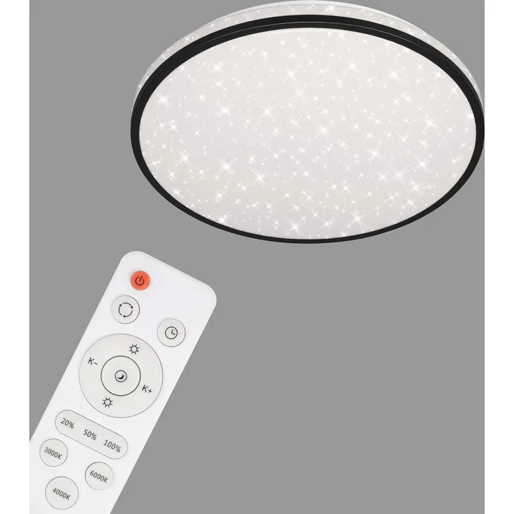 Di-Ka LED CCT Deckenleuchte, schwarz 24 W 2400 lm Sternenhimmel dimmbar Fernbedienung