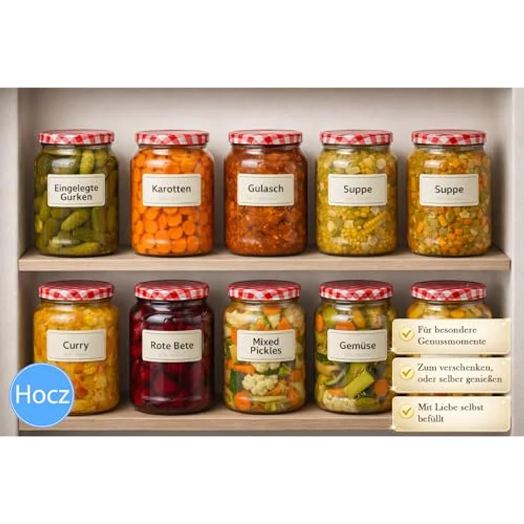 hocz 100x Einmachgläser 1 Liter | mit Deckel Schwarz TO 82 | leere Gläser mit Schraubdeckel zum befüllen 1 L | 1000 ml Sturzgläser, Schraubgläser, Marmeladengläser Set | 100 Stück – Bild 7