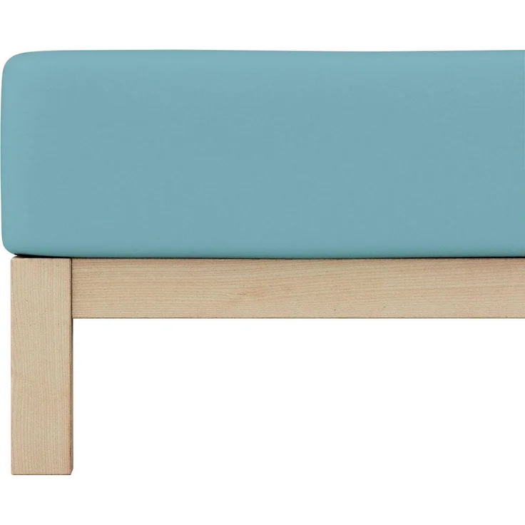 Schlafgut 'Pure' Spannbettlaken, Gummizug: rundum, für Matratzen bis 30cm Höhe, Bio-Baumwolle mit Elasthan, Petrol Mid, L 140x200 cm - 160x220 cm – Bild 4