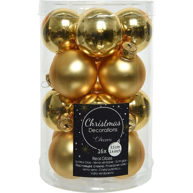 Kaemingk Weihnachtsbaumkugel, Weihnachtskugeln Glas 3,5cm 16 Stück - Hellgold – Bild 1