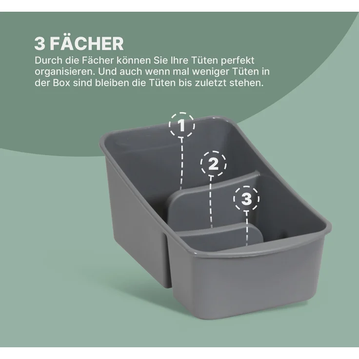 Küchen Organizer mit 3 Fächern ( Anthrazit ) - Aufbewahrungsbox für Tütensuppen, Gewürzmischungen uvm. Ordnungssystem für Lebensmittel Kunststoff – Bild 4