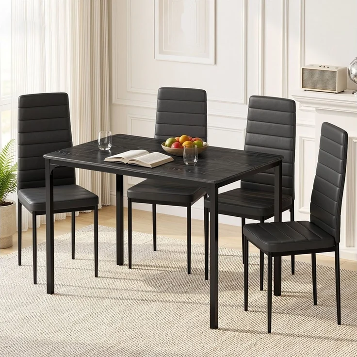 Bealife Essgruppe 5-tlg(Esstisch und 4 stühlen), Holztischplatte(110x70cm) – Bild 1