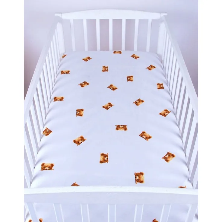 BabyLux Spannbettlaken SPANNBETTLAKEN 70x140 Spannbetttuch Baumwolle Kinder Baby Babybett, 165. Wieß + Bär70x140 cm