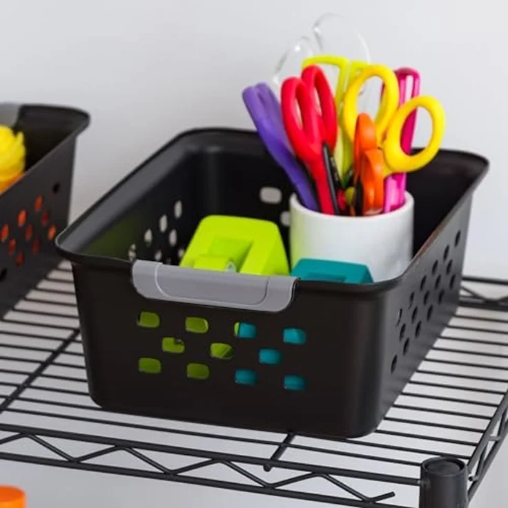 Iris Ohyama, 12er-Set 5L, aufbewahrungskörbe aus Kunststoff, Vielseitige Ordnungsbox, Stapelbar & platzsparend, Nachhaltige Organisation, BPA-frei, Körbe & Behälter für Bad & Küche, Schwarz, OSB-S – Bild 6