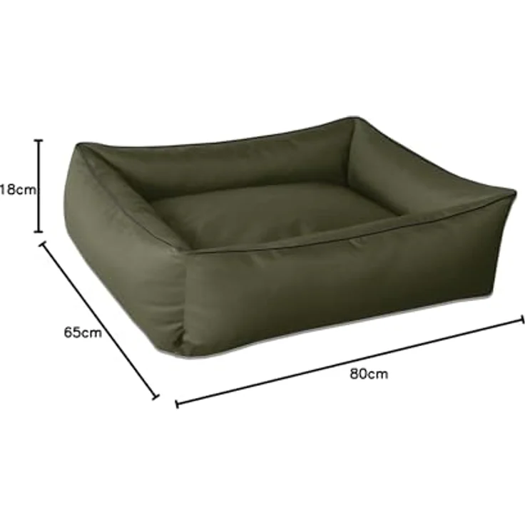 BedDog Hundebett MAX, großes Hundekörbchen aus Cordura, waschbares Hundebett mit Rand, Hundesofa vier-eckig (L) ca. 80x65x18cm, GREEN-TEA (grün) – Bild 9