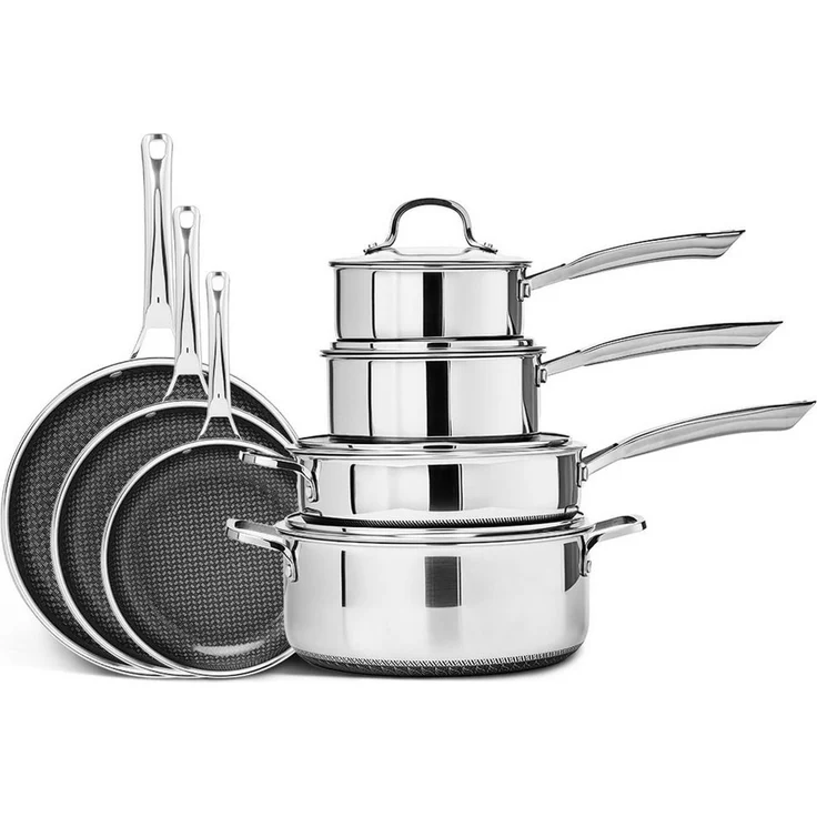 LALAHO Topf-Set 7-Teiliges Edelstahl-Kochgeschirr-Set, (Edelstahl-Kochgeschirr-Set), Es ist aus Edelstahl gefertigt und spülmaschinenfest. – Bild 1