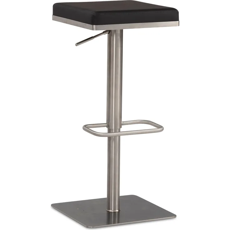 Barhocker Schwarz Kunstleder Edelstahl Barstuhl Modern, Design Tresenstuhl Drehbar Gepolstert, Bistrohocker Metall Hoch, Thekenhocker Höhenverstellbar, Hoher Hocker für Bar