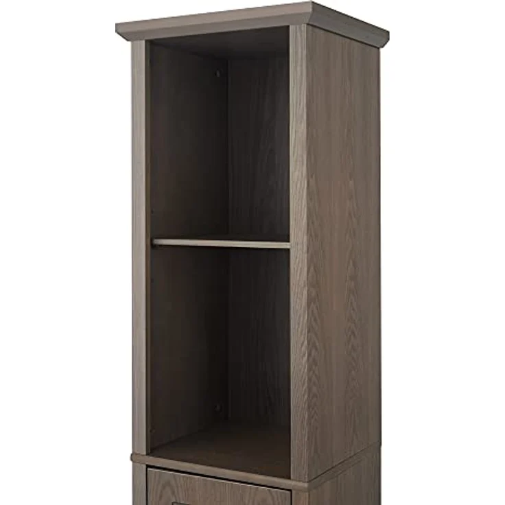 Elegant Home Fashions Russell Holz Badezimmer Leinen Tower Aufbewahrungsschrank 33 cm x 38 cm x 159,4 cm mit offenen Regalen & Türen Salzeiche EHF-F0012, Salt Oak, One Size – Bild 9