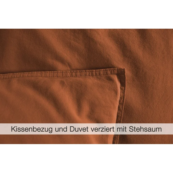 Bettwäsche Lissabon, Renforcé (Bio-Baumwolle), 2 teilig, unifarben, stonewashed und in vielen Farben – Bild 2