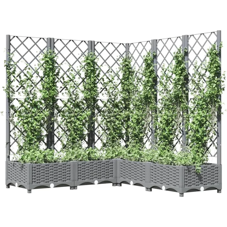 vidaXL Pflanzkübel mit Rankgitter Hellgrau 120x120x121,5 cm PP 153277 – Bild 3