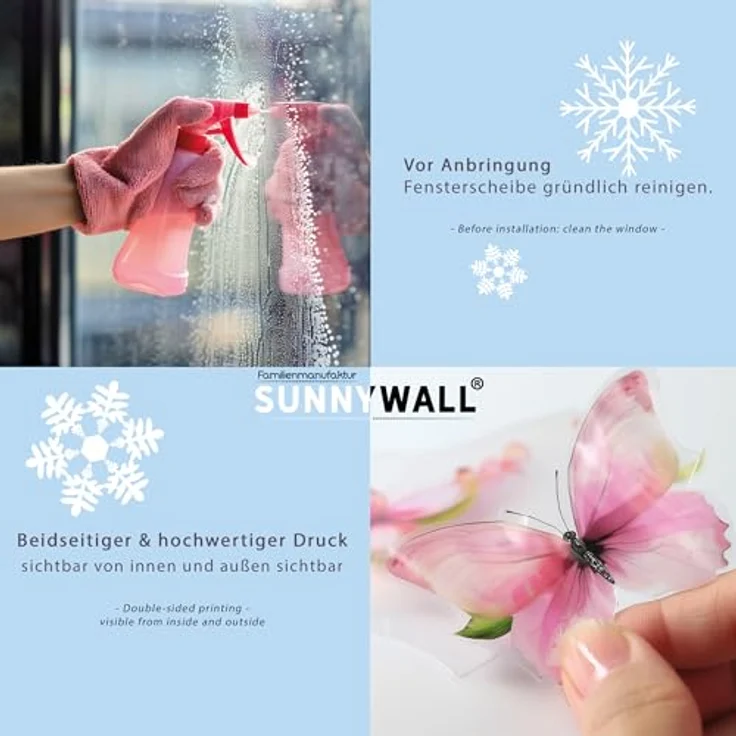 Sunnywall Fensterdekoration Kinderzimmer Fensterbild Winter Rotkehlchen Robin, wiederverwendbar, statisch haftend, beidseitiger Druck, nachhaltig – Bild 7