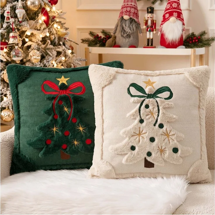 Bomiclss Kissenbezug 2er-Set Weihnachtsdeko Kissenbezug 45x45 cm, (2 Stück) – Bild 2