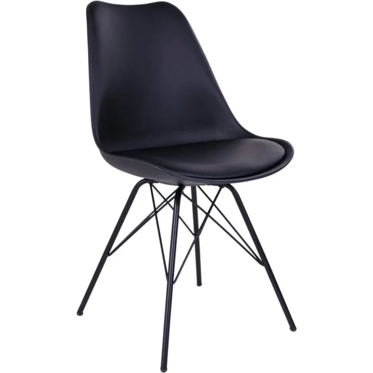 House Nordic Esszimmerstuhl, PU-Leder, schwarz, Beine schwarz - 2er set