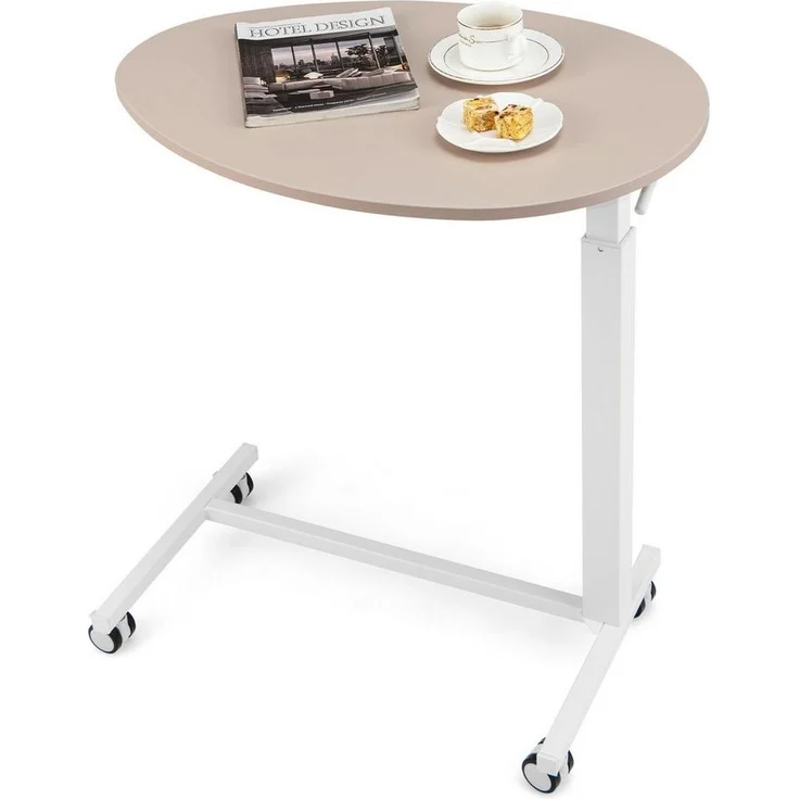 COSTWAY Beistelltisch, höhenverstellbar 74–108cm, Laptoptisch mit Rollen Rosa – Bild 5