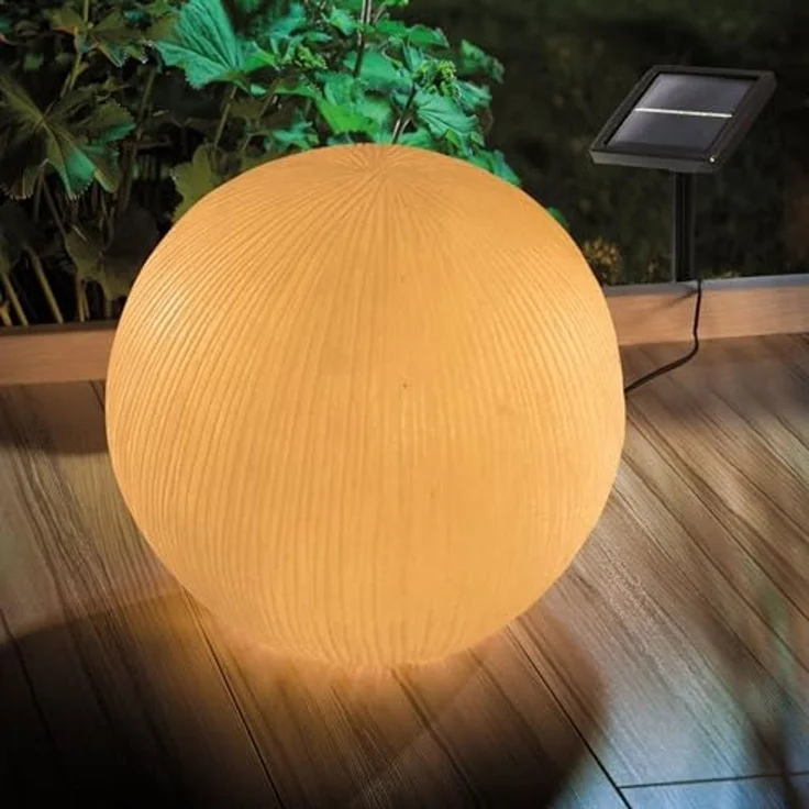 esotec LED Gartenleuchte Solarkugel White Ball D=26cm Sandsteinoptik 2700K/7500K Garten 102688, LED fest integriert – Bild 2