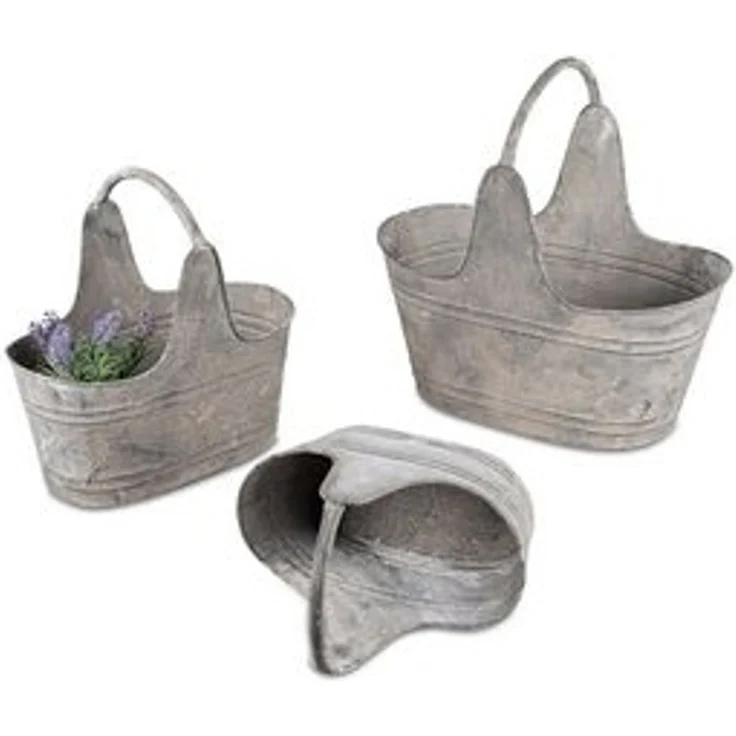 formano Pflanzkübel Körbe 3er-Set Metall antik (Set, 3 St, 3 Pflanzgefäße), Pflanzgefäß Gartendeko – Bild 4