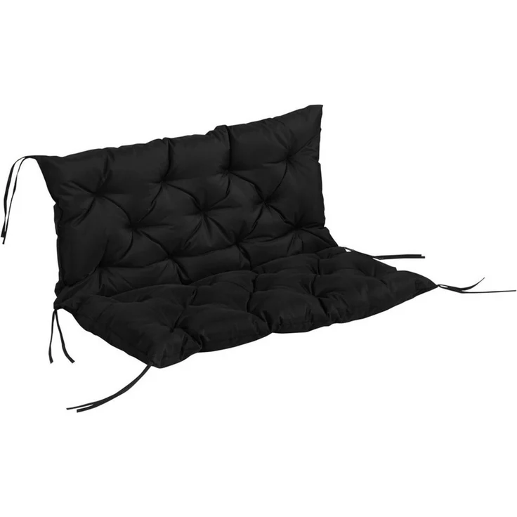 Outsunny Bankauflage 100 x 98 x 8 cm, mit Bändern, (3 Sitzer Bankkissen, 1 St, Sitzkissen), für Gartenmöbel, Sitzbank Hollywoodschaukel, Schwarz – Bild 2