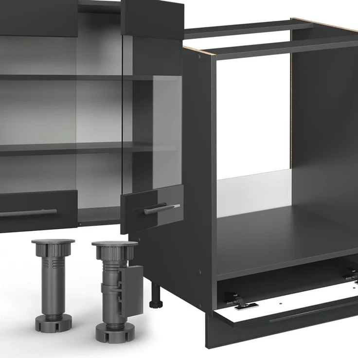 Eckküche Fame-Line Anthrazit Hochglanz/Anthrazit 347 x 257 cm, AP Anthrazit Vicco – Bild 5