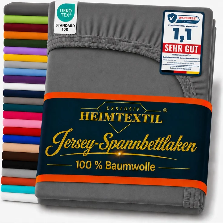 EXKLUSIV HEIMTEXTIL Marke Jersey Spannbettlaken 60x120-70x140 cm Anthrazit – Bild 1