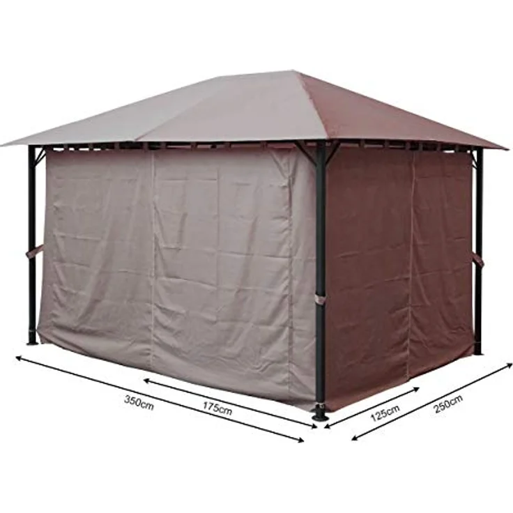 QUICK STAR Metall Garten Pavillon Nizza 3x4m Taupe, mit 4 wasserabweisenden Seitenteilen und stabilem Anthrazit-Gestell – Bild 5