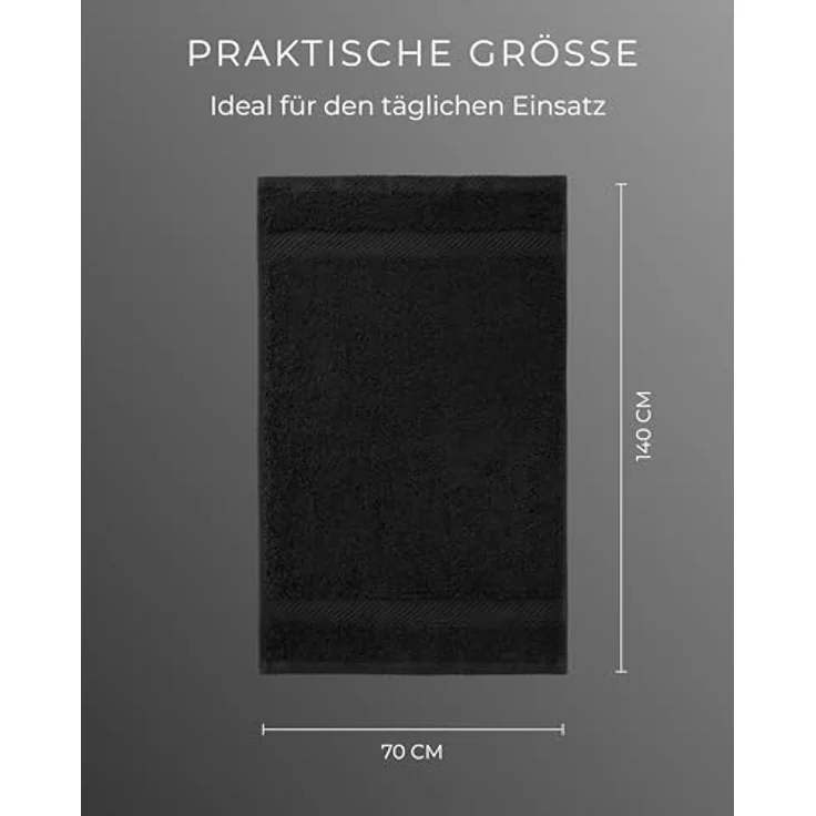 Luckytowel Duschtuch Set 70x140 cm – Oeko-TEX Badetücher mit 600 g/m², flauschig & saugstark, 10er Pack Schwarz – Bild 4