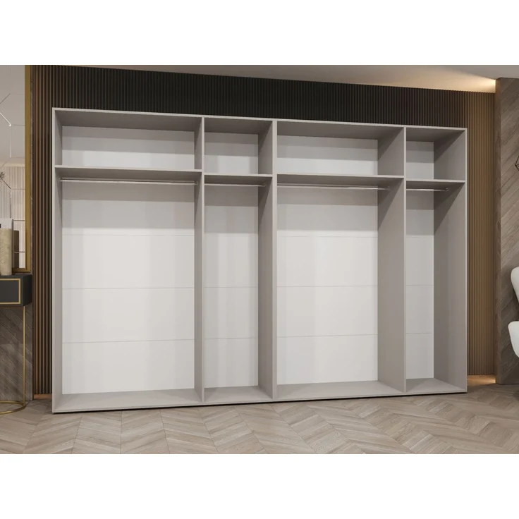 Kleiderschrank Veluna II 300 (Farbe: Weiß / Weiß + Schwarz) – Bild 3