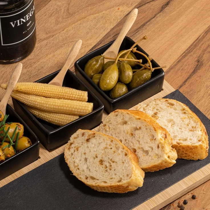 Moritz & Moritz Servierschale Schalen Set, Schiefer, Bambus, Keramik, (Set, 8-tlg), als Tapas Schalen und Dip Schälchen – Bild 6