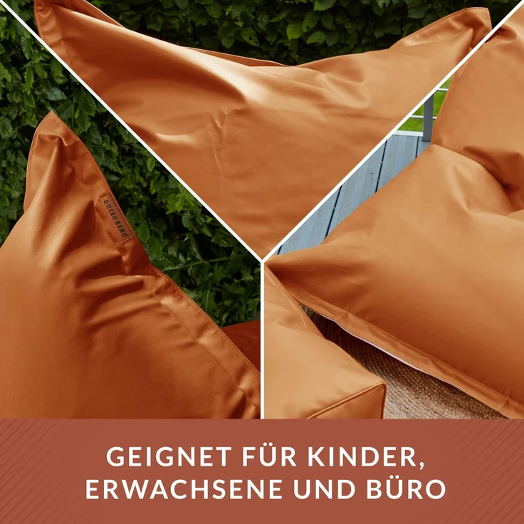 Green Bean® XXL Riesen-Sitzsack aus Kunstleder mit EPS Perlen Füllung - 140 x 180 cm 380 Liter - Bean Bag - - Cognac – Bild 3