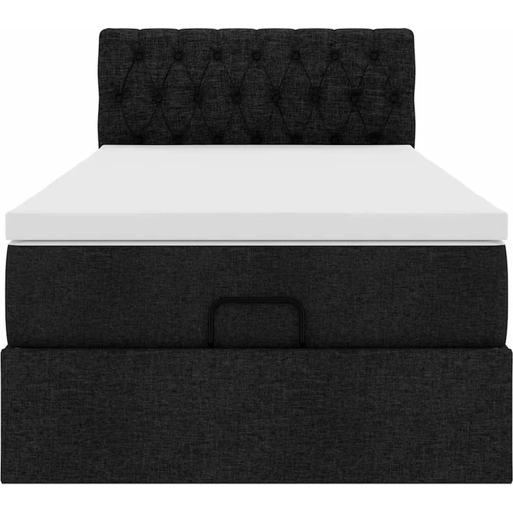 vidaXL Ottoman-Bett mit Matratze & LEDs Schwarz 90x200 cm Stoff 3312362 – Bild 6