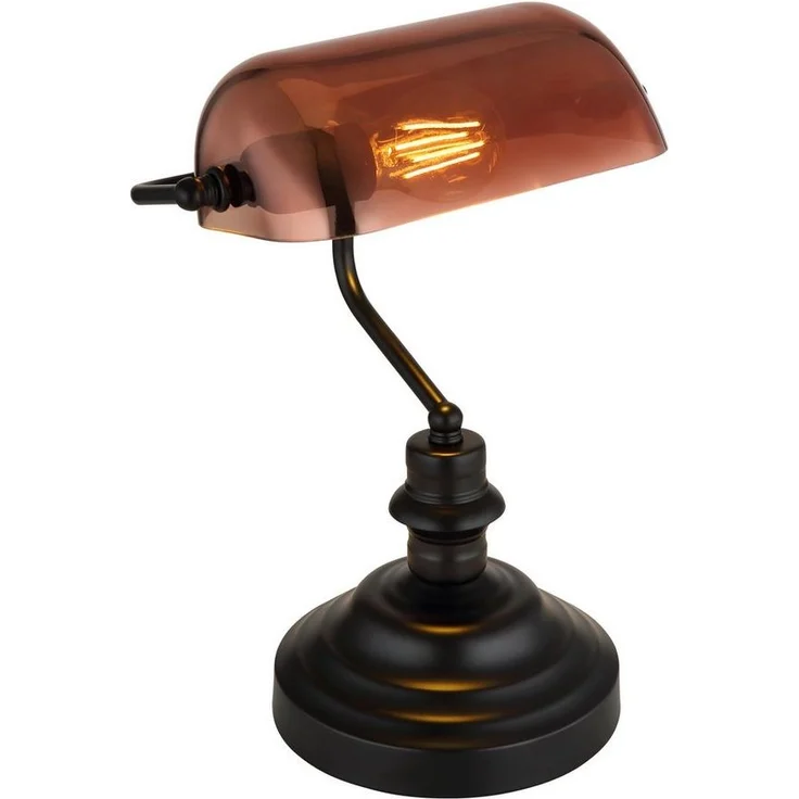 GLOBO LIGHTING Schreibtischlampe ANTIQUE, ohne Leuchtmittel, Klassische Schreibtischleuchte, Antik-look Tischleuchte, Bankerlamp – Bild 2