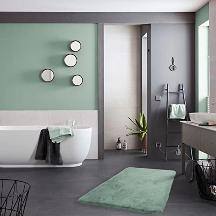 Schöner Wohnen Kollektion Badteppich 'Bali' mint, 60 x 90 cm, rutschhemmend, waschbar bei 30°C, pflegeleicht, für Fußbodenheizung geeignet – Bild 3