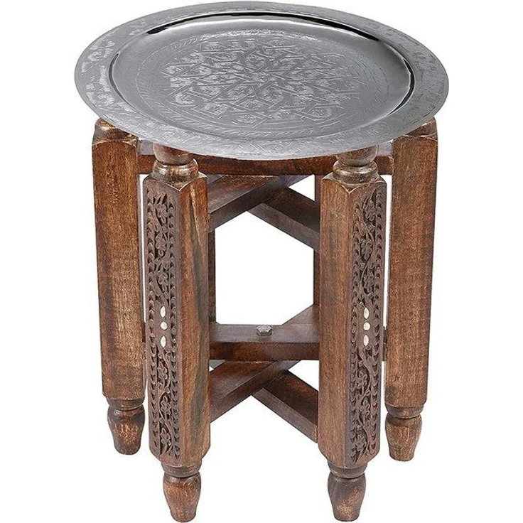 Marrakesch Orient & Mediterran Interior Beistelltisch Orient Couchtisch Halab Braun Mehdia, Beistelltisch, Teetisch, Handarbeit – Bild 4