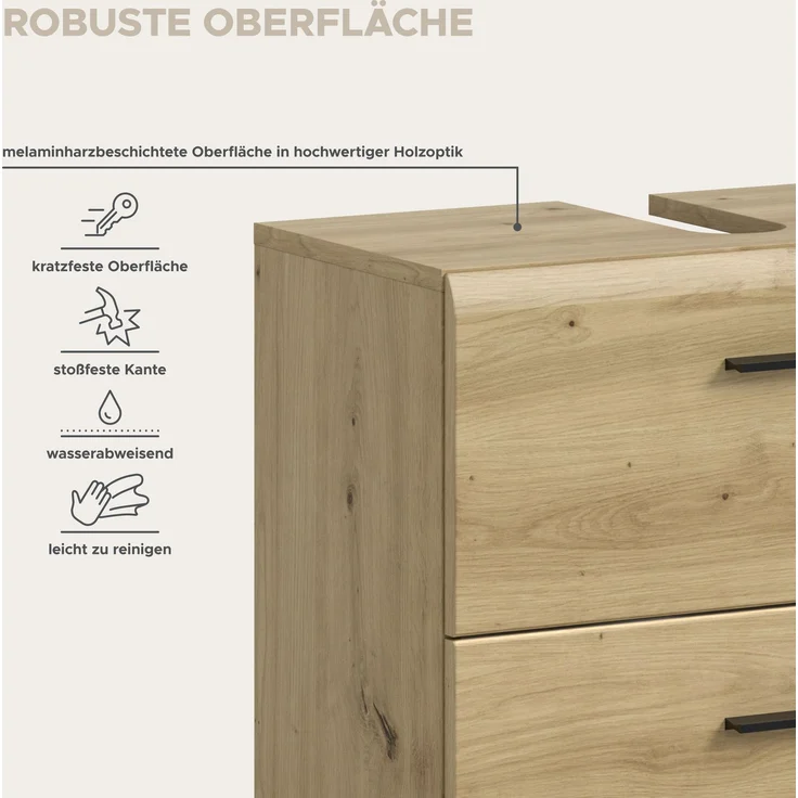 Badkombination (B/H/T: 135x185x30 cm) in Artisan Oak Nachbildung und Artisan Oak Nachbildung – Bild 10
