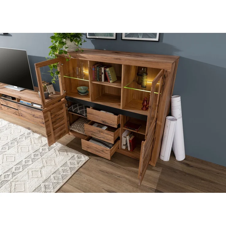 Highboard Wildeiche / Zerreiche 155x43x140 braun geölt MONTREUX #356 – Bild 4