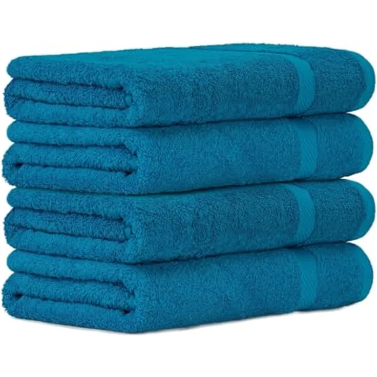 Luckytowel Duschtuch Set 70x140 cm, Oeko-TEX Badetücher aus 100% Baumwolle, 600 g/m², flauschige & saugstarke Frottee Handtücher, 4er Pack in Türkis – Bild 1